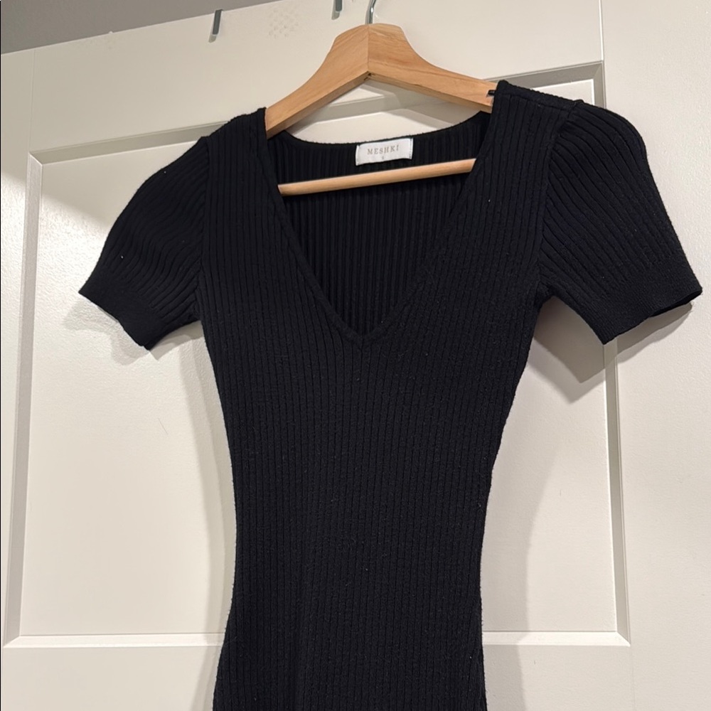 NBD Black Ribbed Maxi Dress